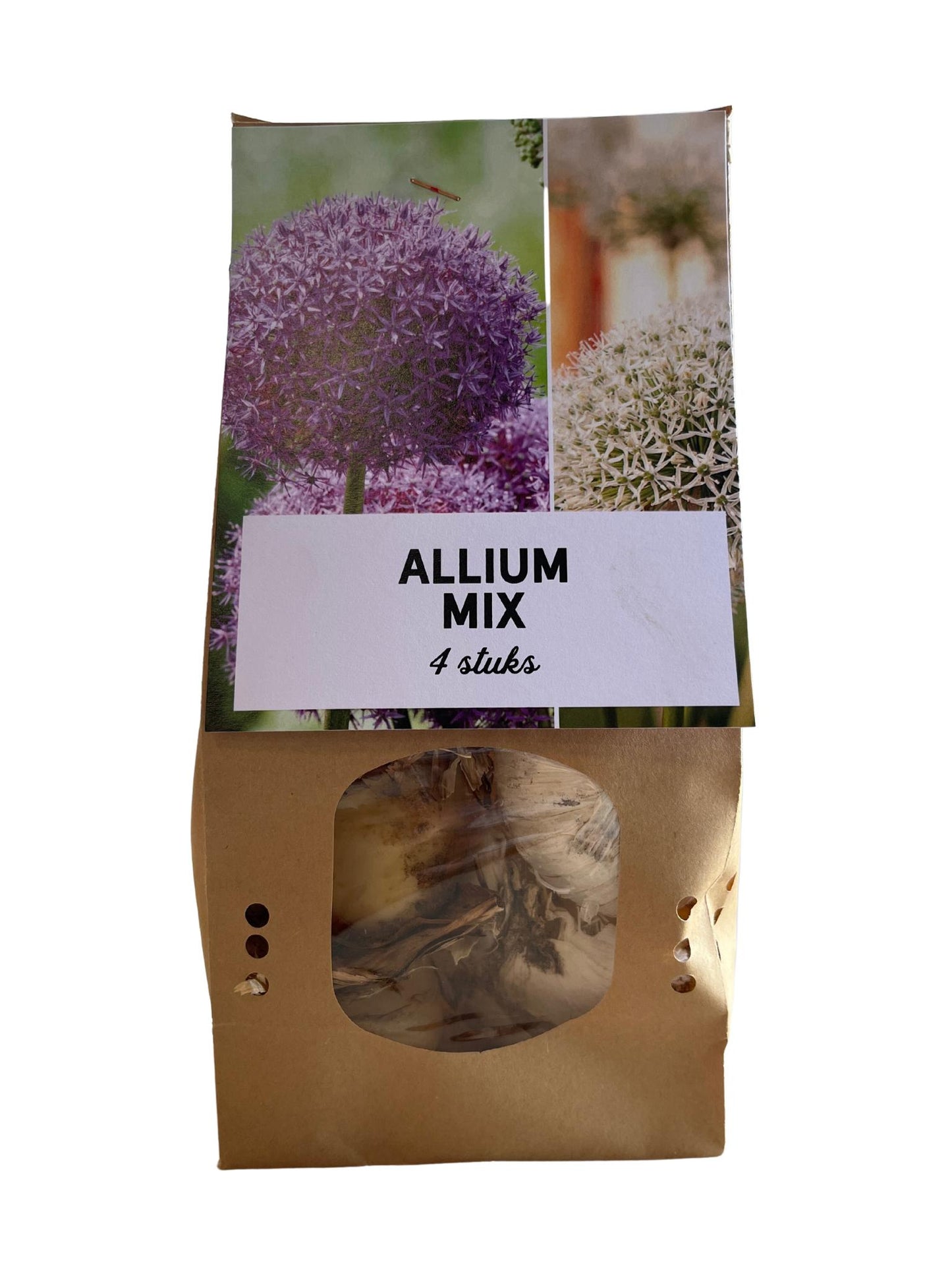 4x | Allium bollen mix | Witte en paarse sierui | Bloembollen