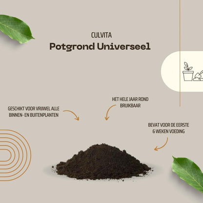 40L | Universele potgrond | Kamer- en tuinplanten | 2 maanden plantenvoeding | Culvita