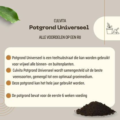 40L | Universele potgrond | Kamer- en tuinplanten | 2 maanden plantenvoeding | Culvita